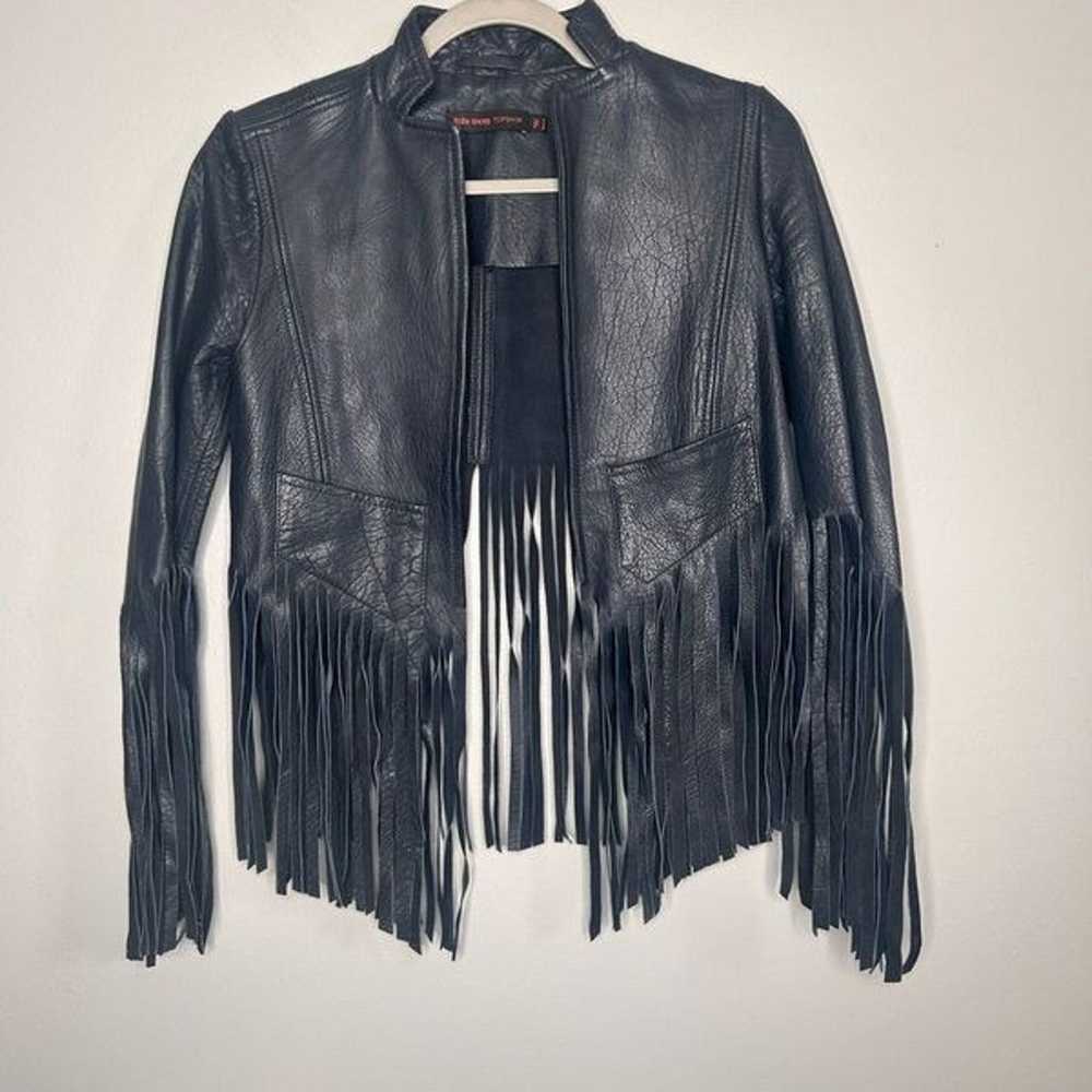 Topshop X Kate Moss Fringe leather Moto Jacket - image 6
