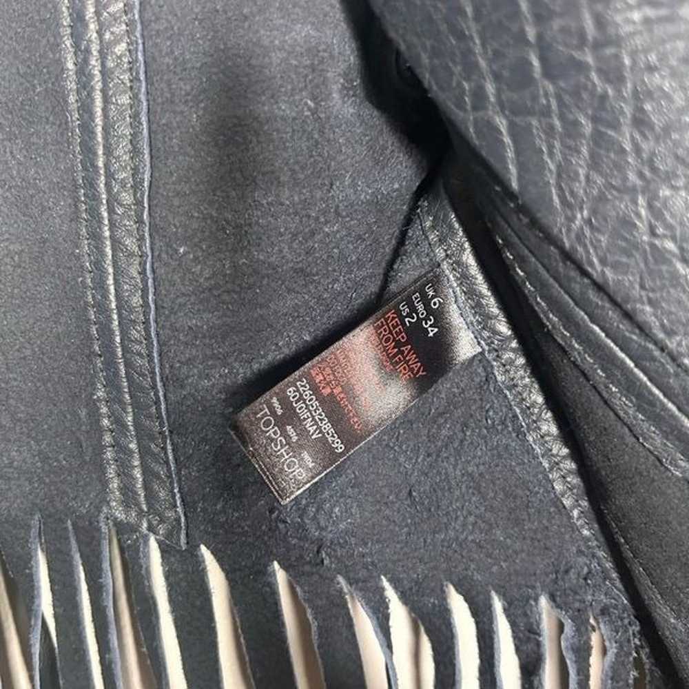 Topshop X Kate Moss Fringe leather Moto Jacket - image 9