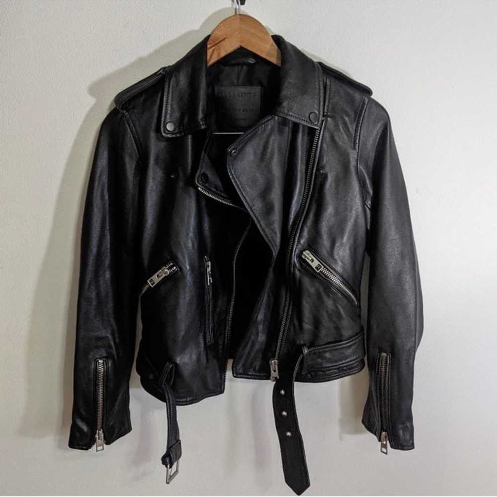 NEW All Saints Balfern Leather Biker Jacket Black - image 5