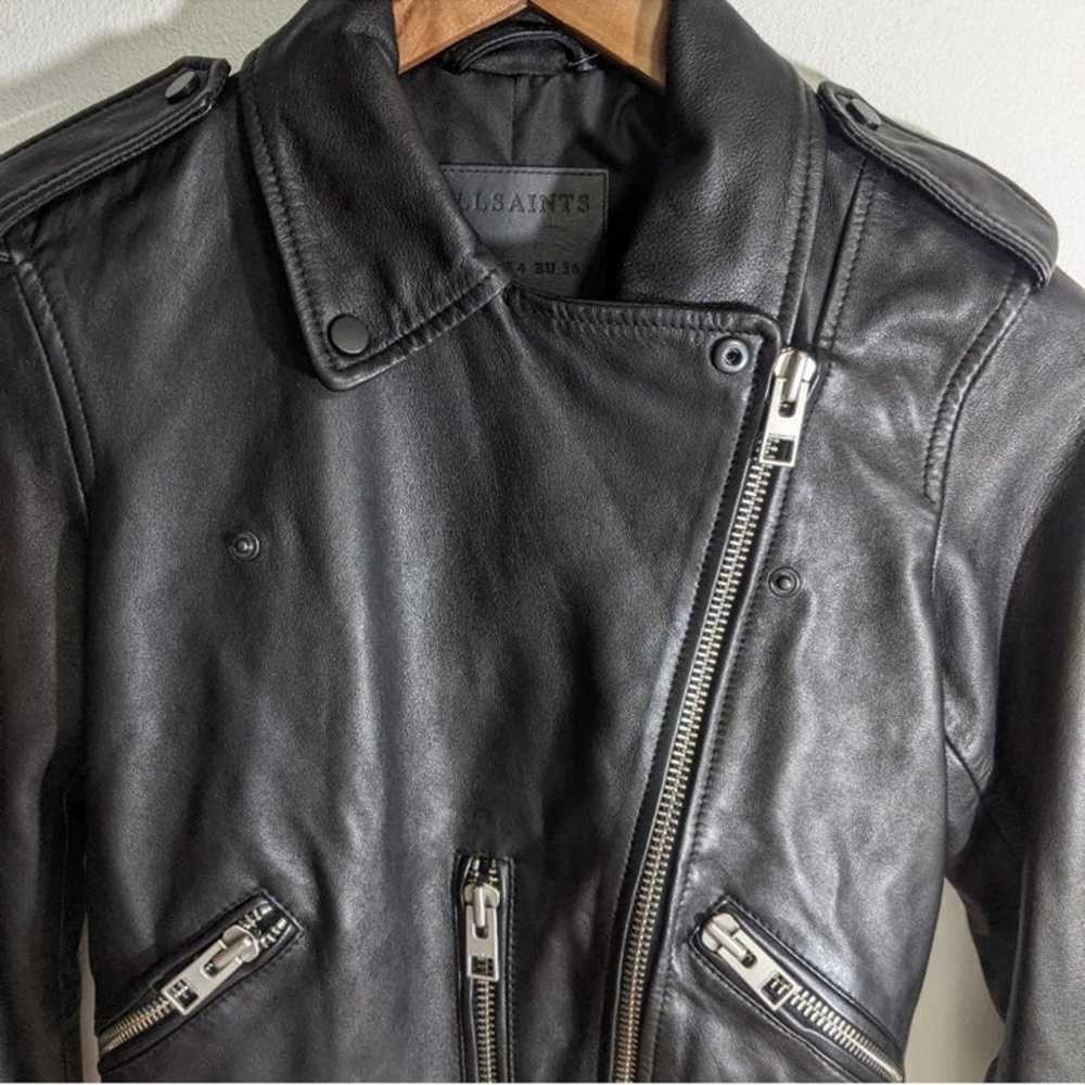 NEW All Saints Balfern Leather Biker Jacket Black - image 8