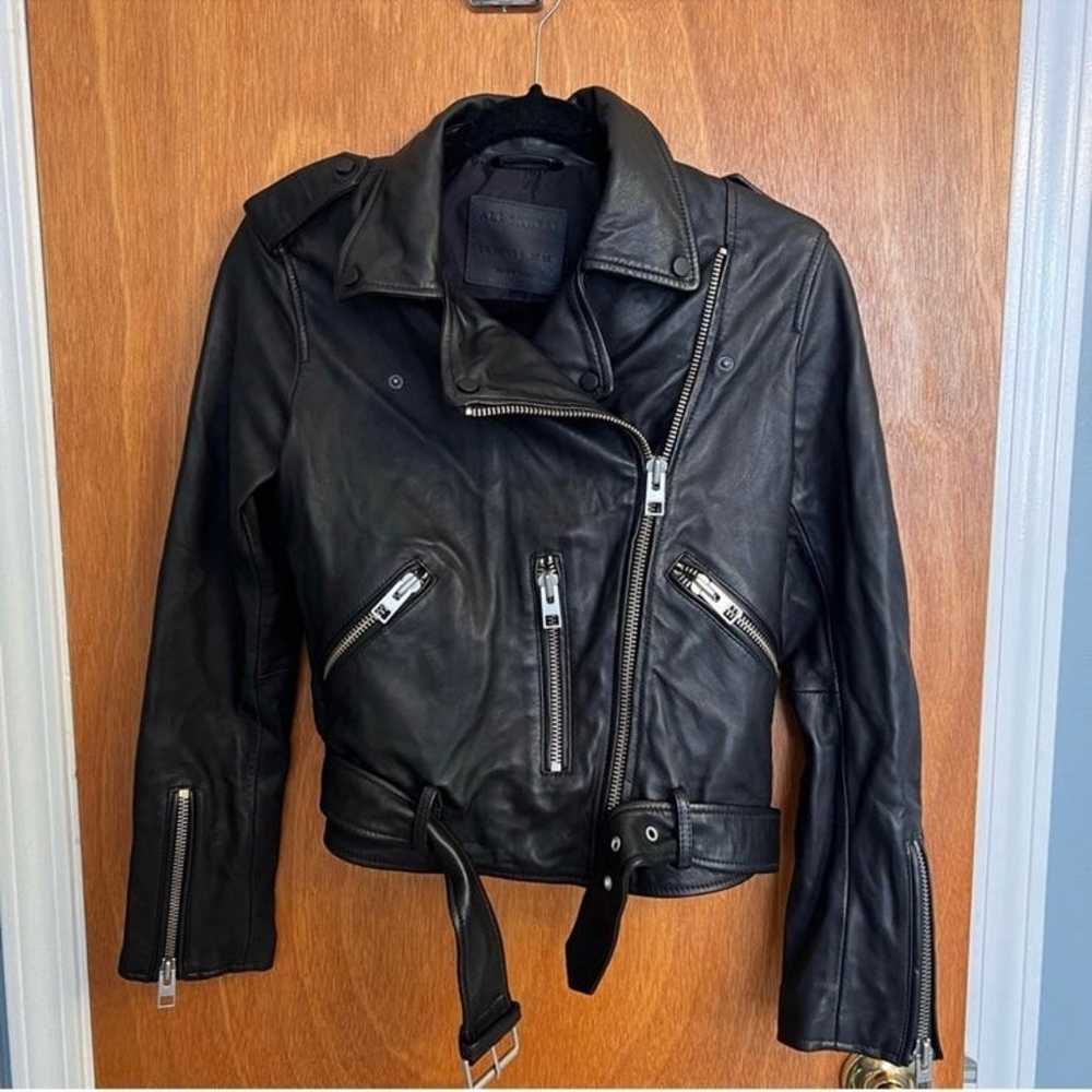 AllSaints Balfern Leather Biker Jacket in Black - image 8