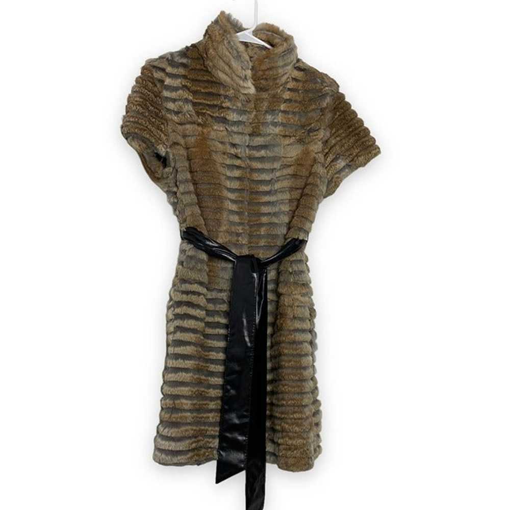 Peri Luxe Sculpted Rabbit Fur, Belted, Cap Sleeve… - image 1