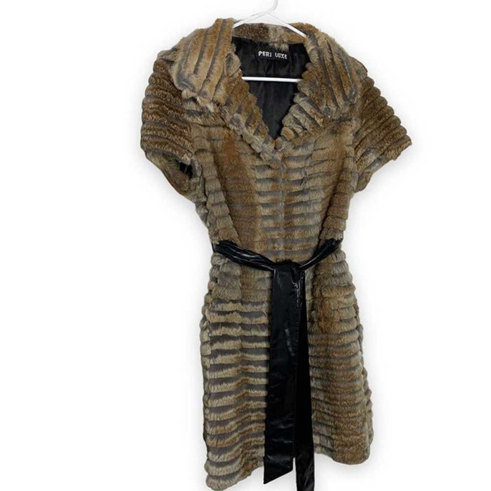 Peri Luxe Sculpted Rabbit Fur, Belted, Cap Sleeve… - image 2