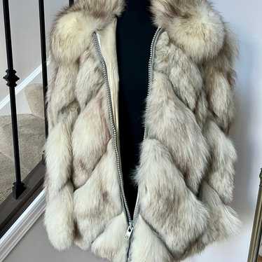 Genuine Fox Fur Jacket with Leather inserts Small - image 1