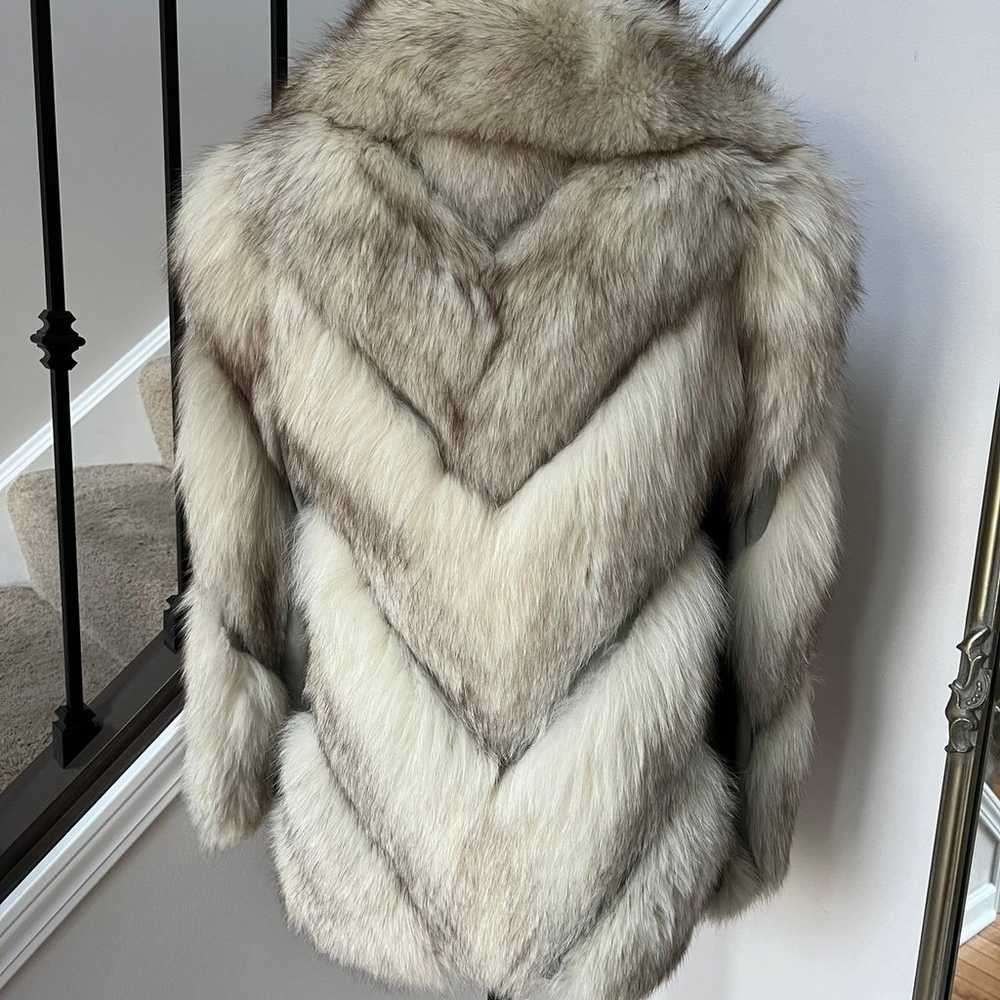Genuine Fox Fur Jacket with Leather inserts Small - image 2