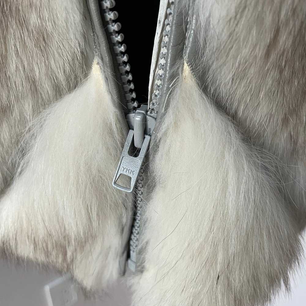 Genuine Fox Fur Jacket with Leather inserts Small - image 7