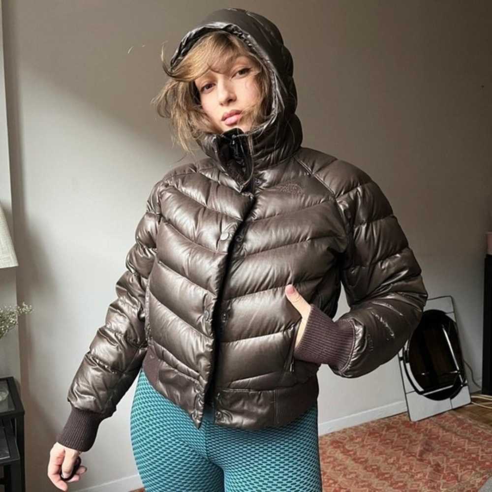 the north face cropped brown puffer coat. - image 2