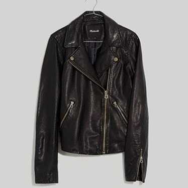 Madewell Washed Leather Motorcycle Jacket Size M … - image 1