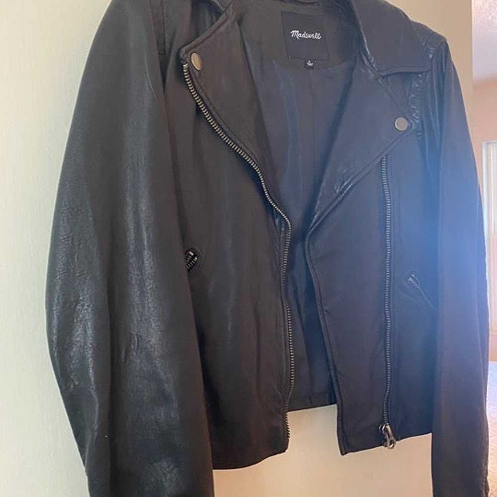 Madewell Washed Leather Motorcycle Jacket Size M … - image 2