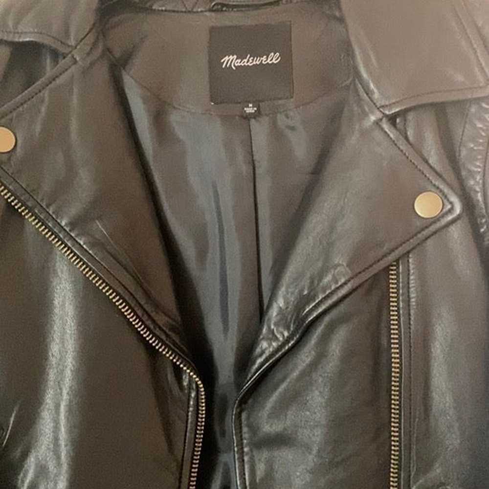 Madewell Washed Leather Motorcycle Jacket Size M … - image 3