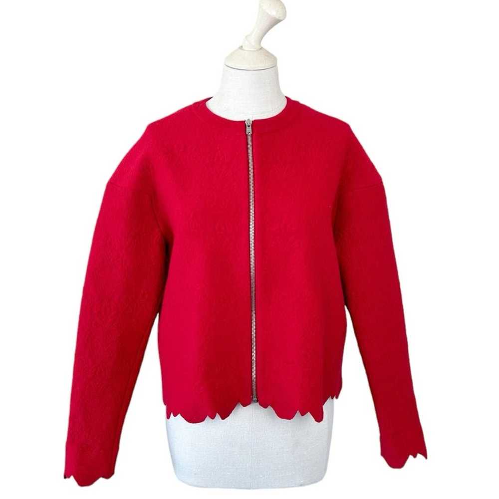 Alaia Wool Knit Zip Up Jacket in Red Women’s IT 4… - image 1
