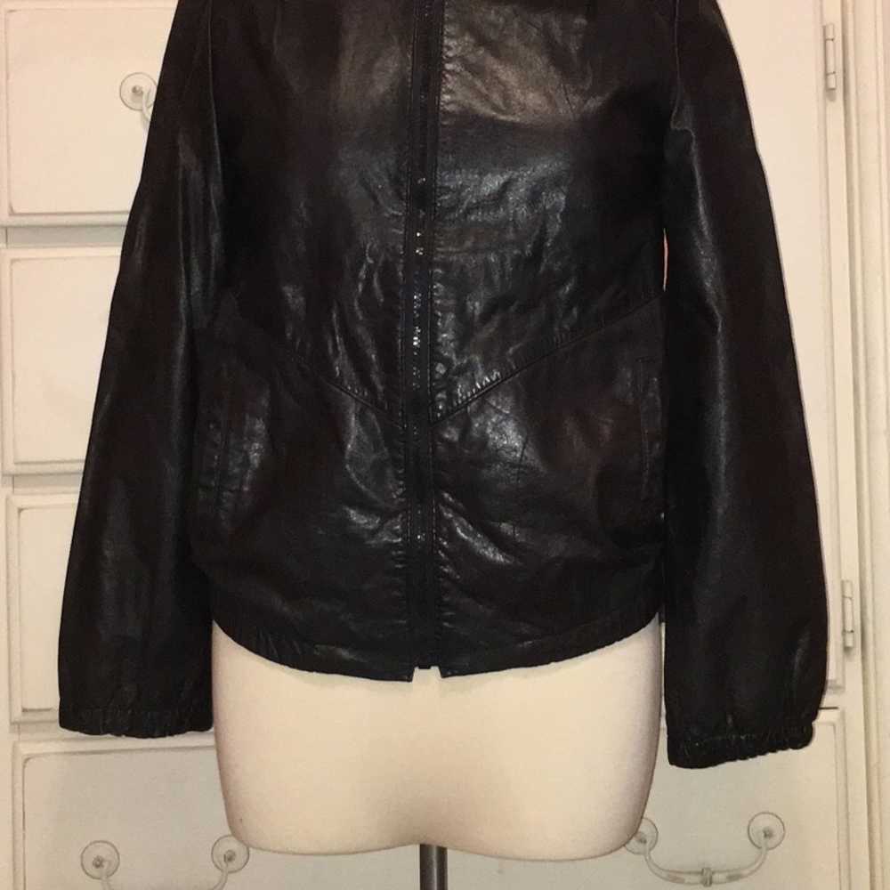 Vintage Balenciaga Paris Black Leather Jacket sz 8 - image 1
