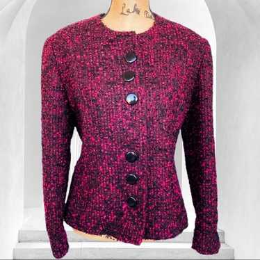 BALMAIN burgundy tweed vintage blazer