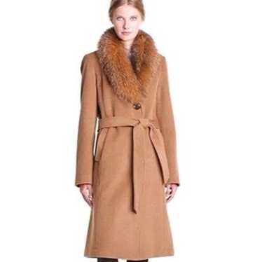 Ellen Tracy Fox Fur Wool Blend Wrap Coat