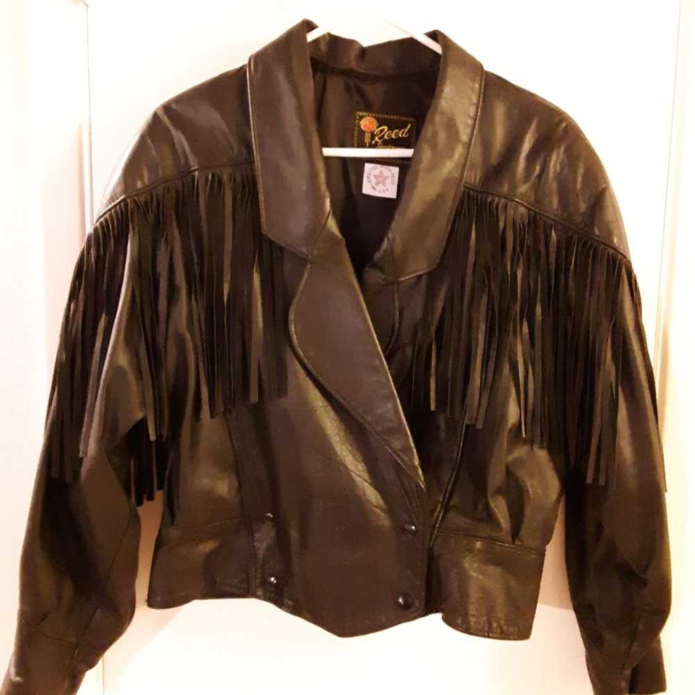 VINTAGE women's black leather jacket - image 1