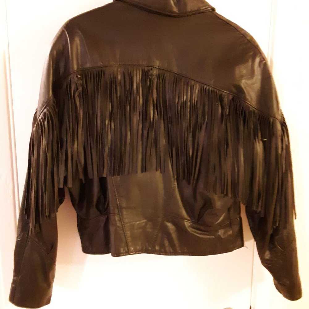 VINTAGE women's black leather jacket - image 2