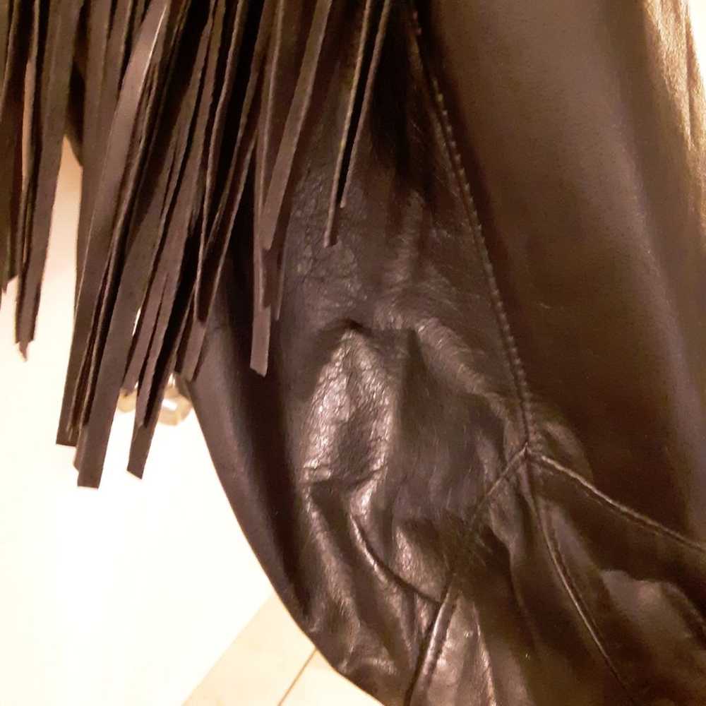 VINTAGE women's black leather jacket - image 6