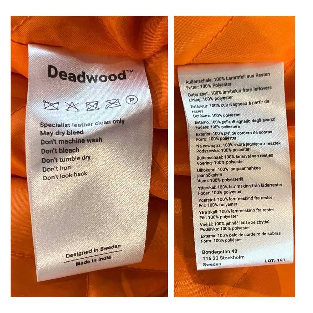 Deadwood Recycled Lambskin Leather Bomber Jacket … - image 10