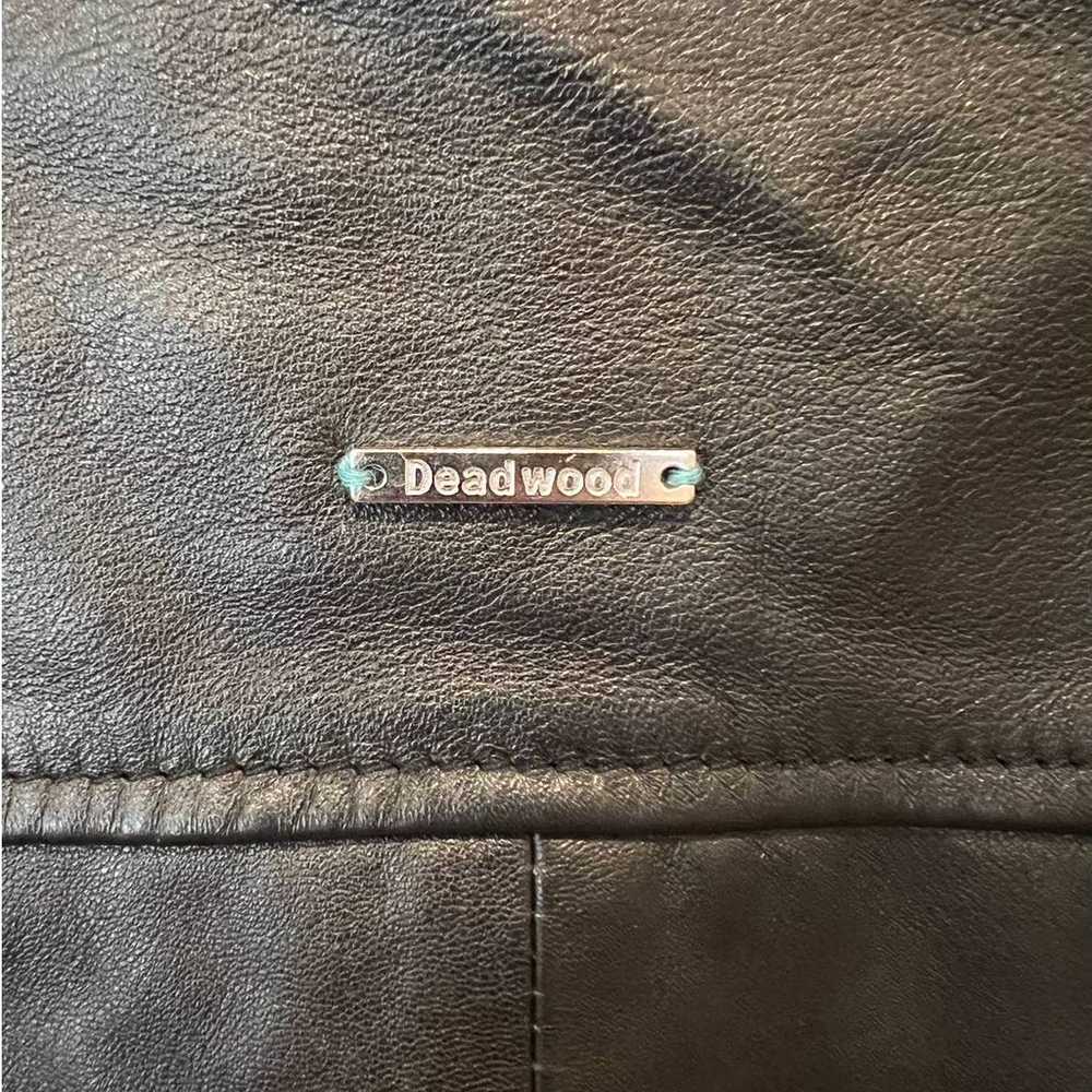 Deadwood Recycled Lambskin Leather Bomber Jacket … - image 7