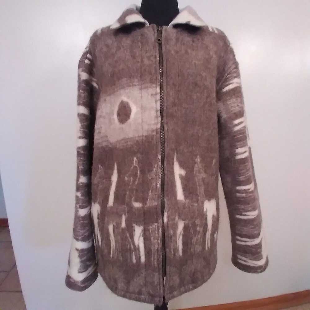 Alpaca Connection Wool Print Large Coat Jacket - … - image 2