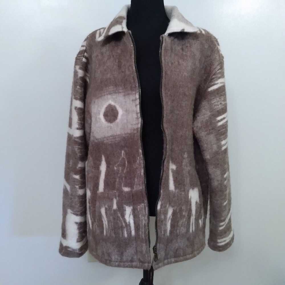 Alpaca Connection Wool Print Large Coat Jacket - … - image 3