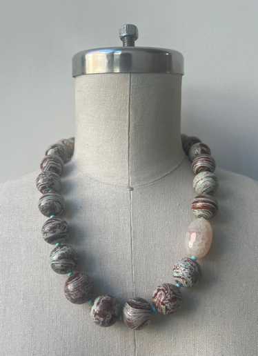 Turquoise and Cocoa Impression Jaspar with Agate A