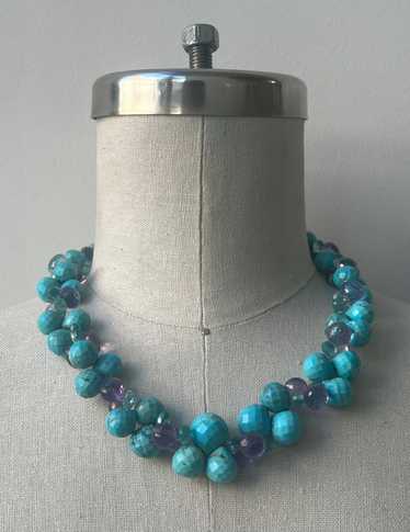 Faceted Sleeping Beauty Turquoise and Cape Amethys
