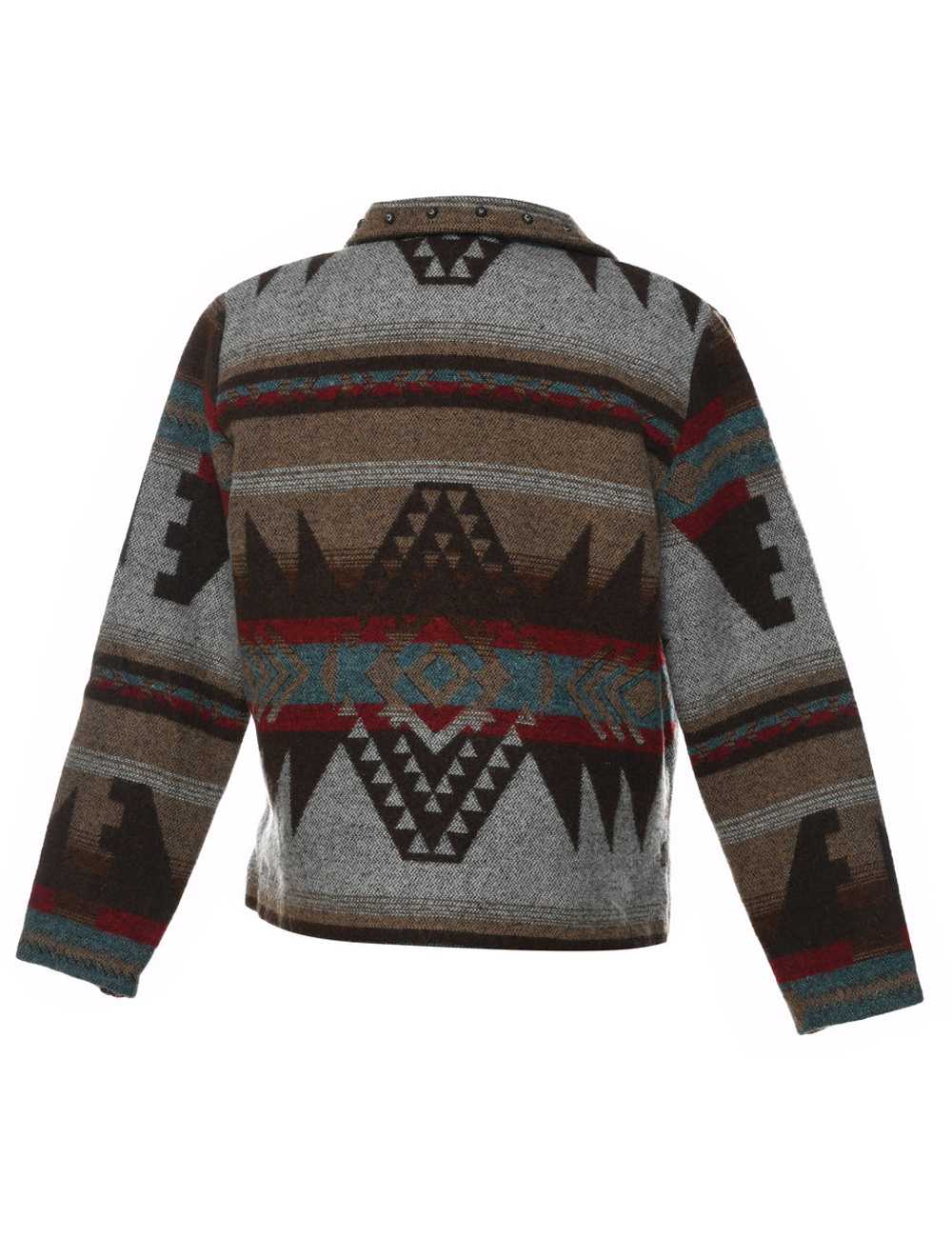 Button Front Multi-Colour Aztec Design Jacket - S - image 2