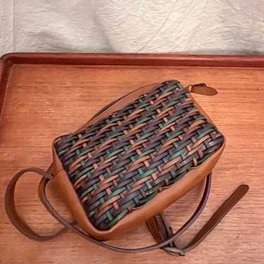 Multicolored Weaved Vegan Leather Vintage Handbag - image 1