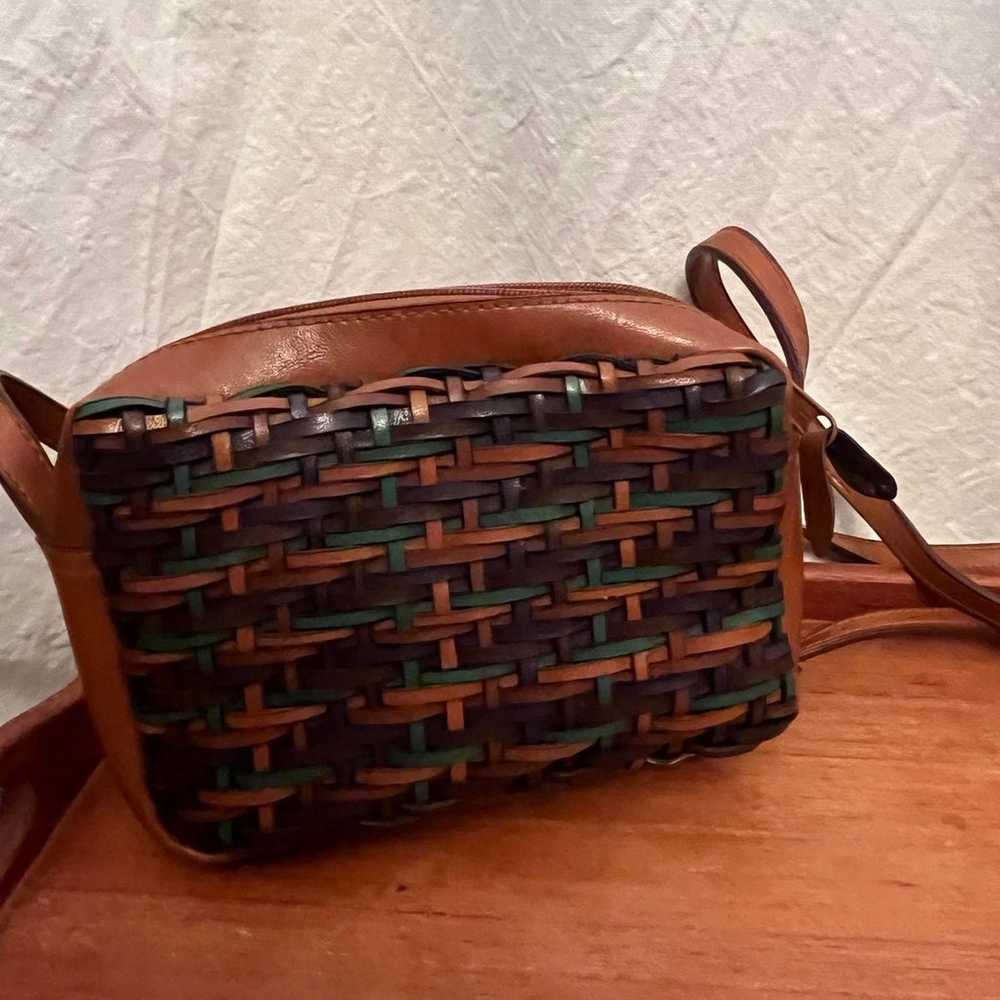 Multicolored Weaved Vegan Leather Vintage Handbag - image 3