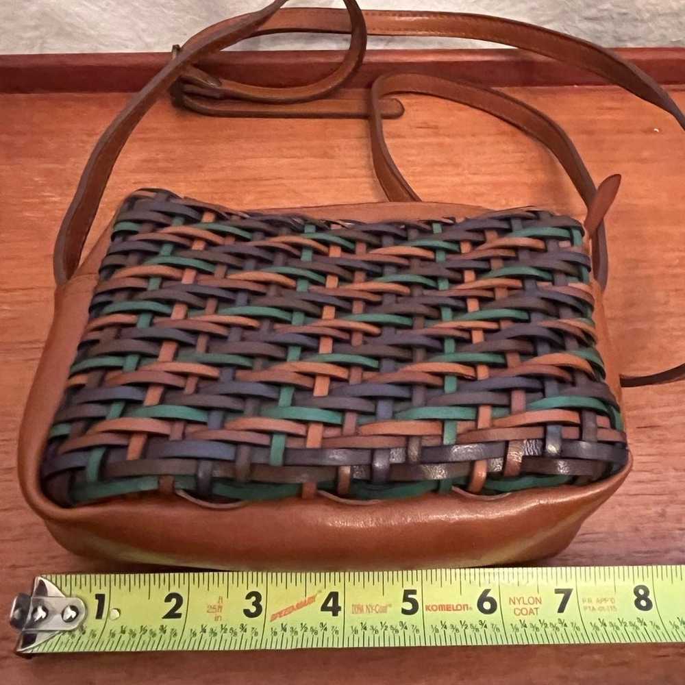 Multicolored Weaved Vegan Leather Vintage Handbag - image 7