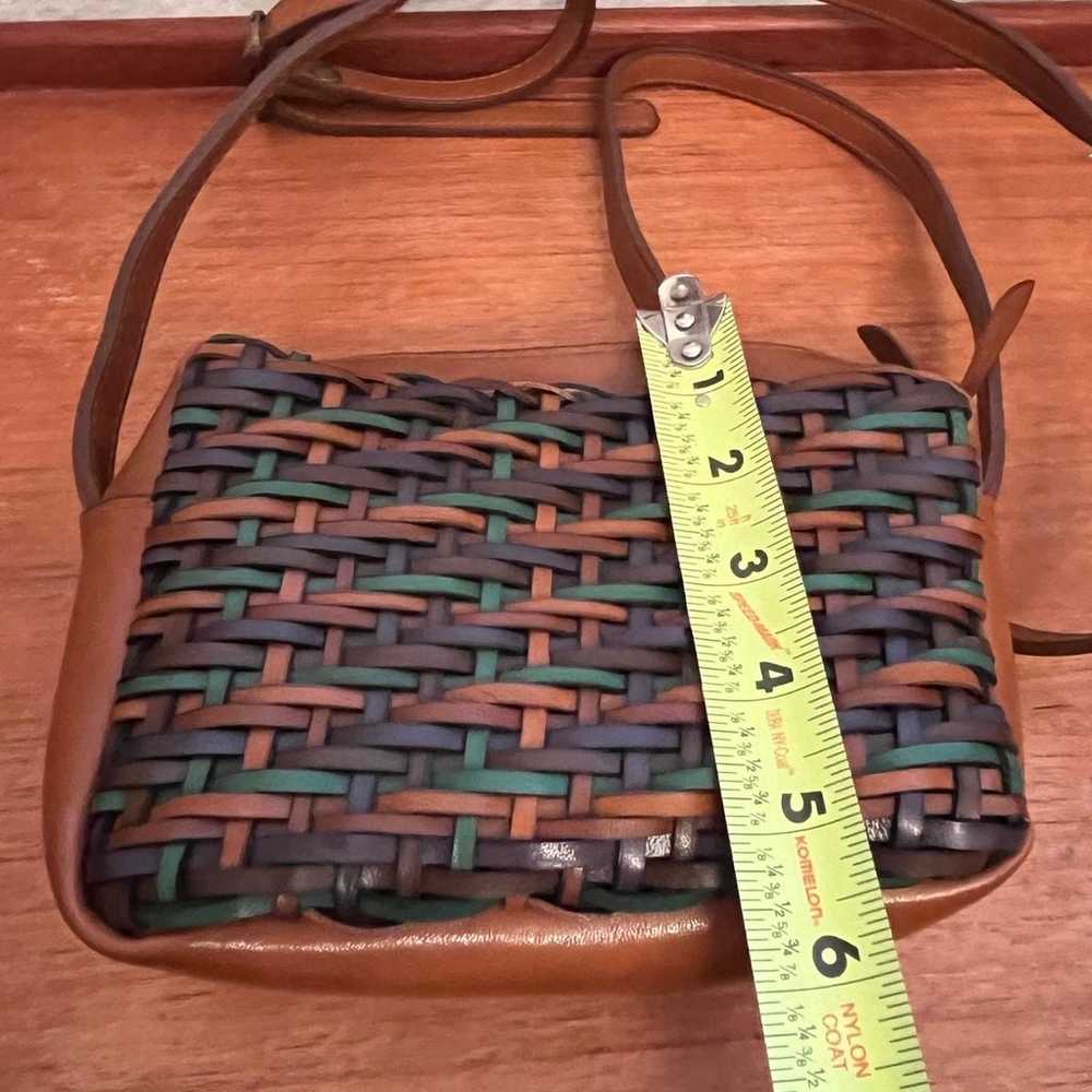 Multicolored Weaved Vegan Leather Vintage Handbag - image 8
