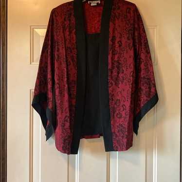 Small Burgundy and Black Blouse/Jacket with Conne… - image 1