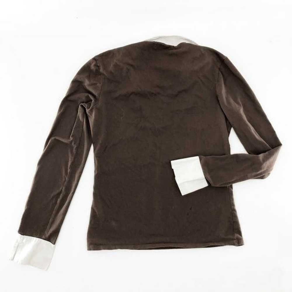 Zara Women's Brown Collared Long Sleeve Top Y2k 9… - image 2