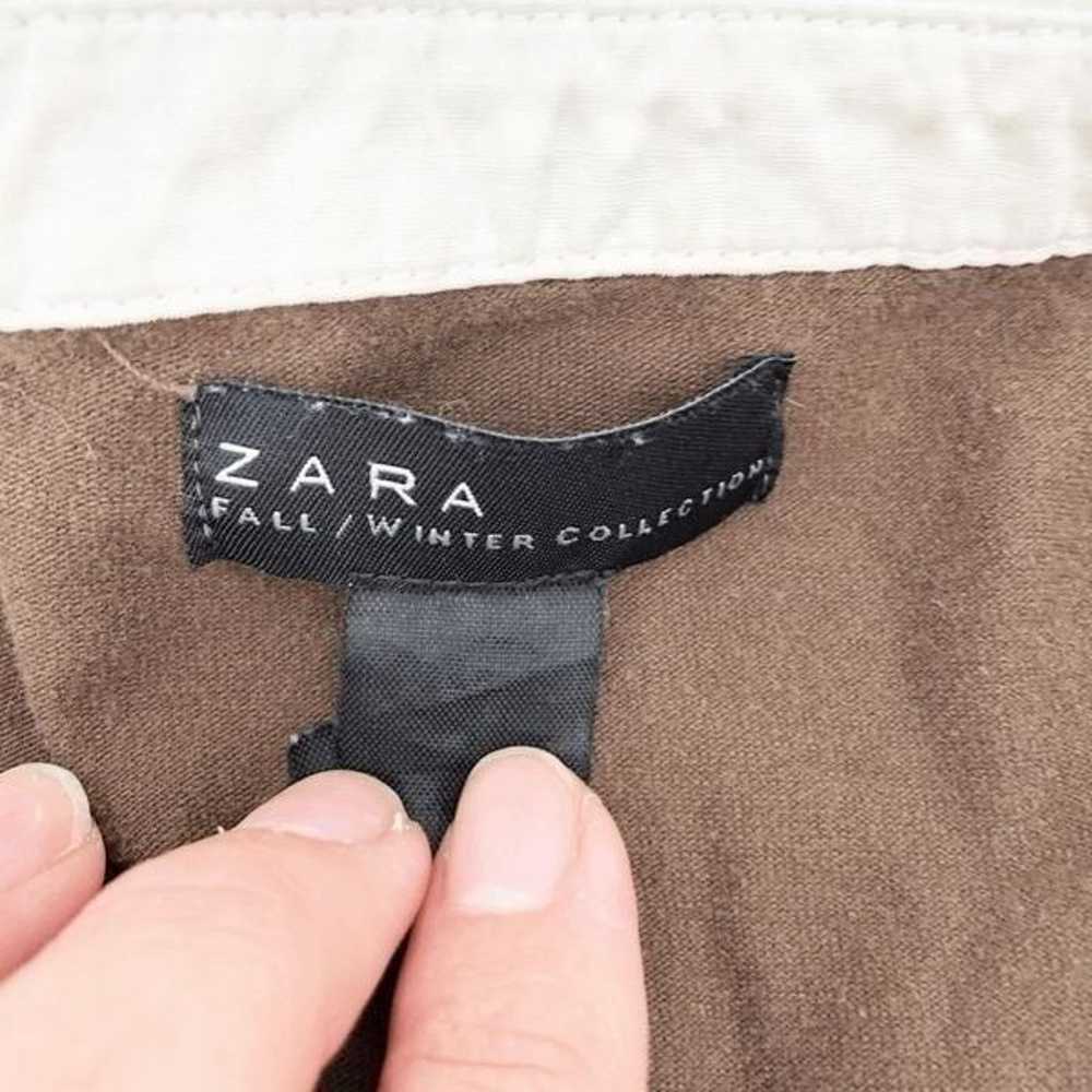Zara Women's Brown Collared Long Sleeve Top Y2k 9… - image 3
