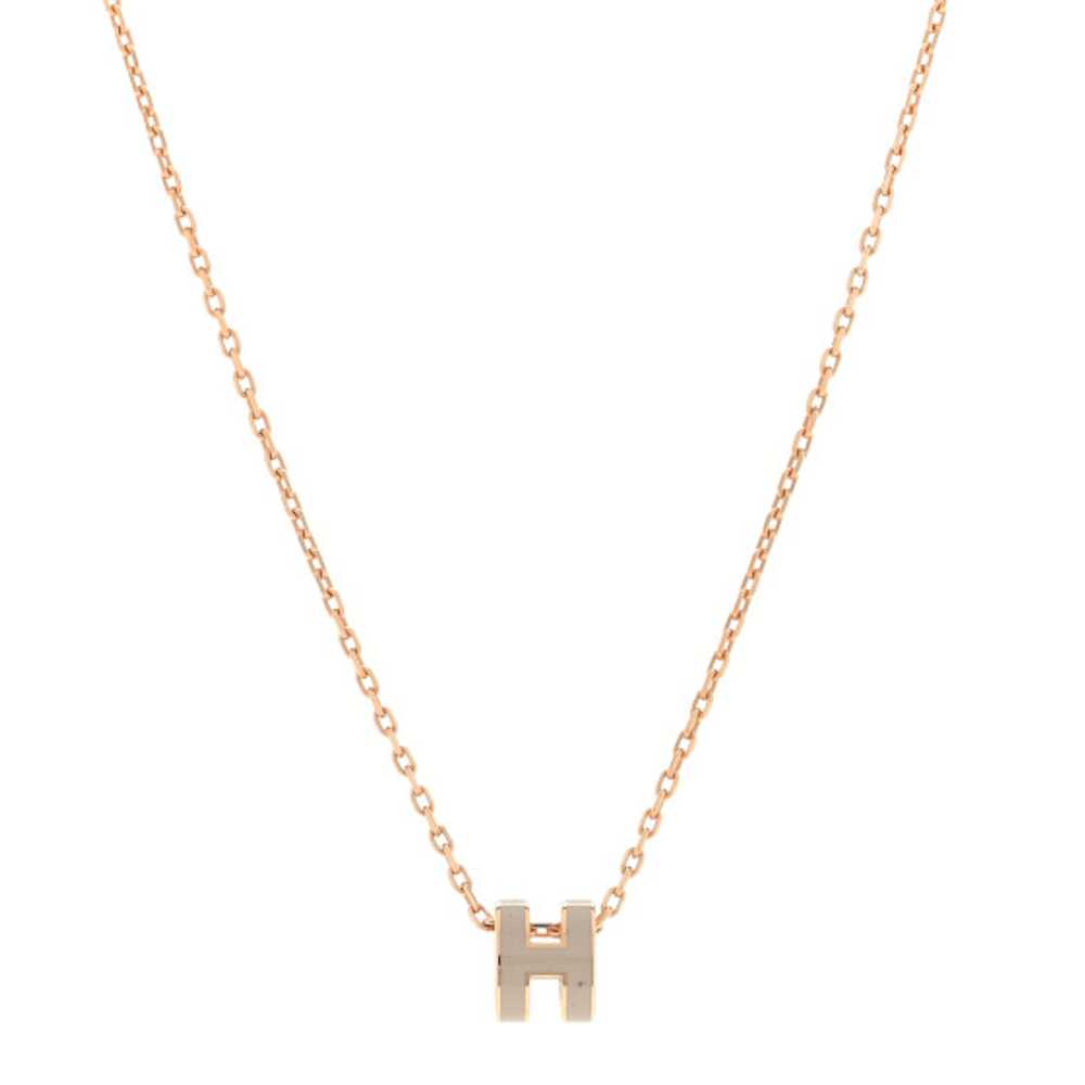 HERMES Lacquered Gold Mini Pop H Pendant Necklace… - image 1