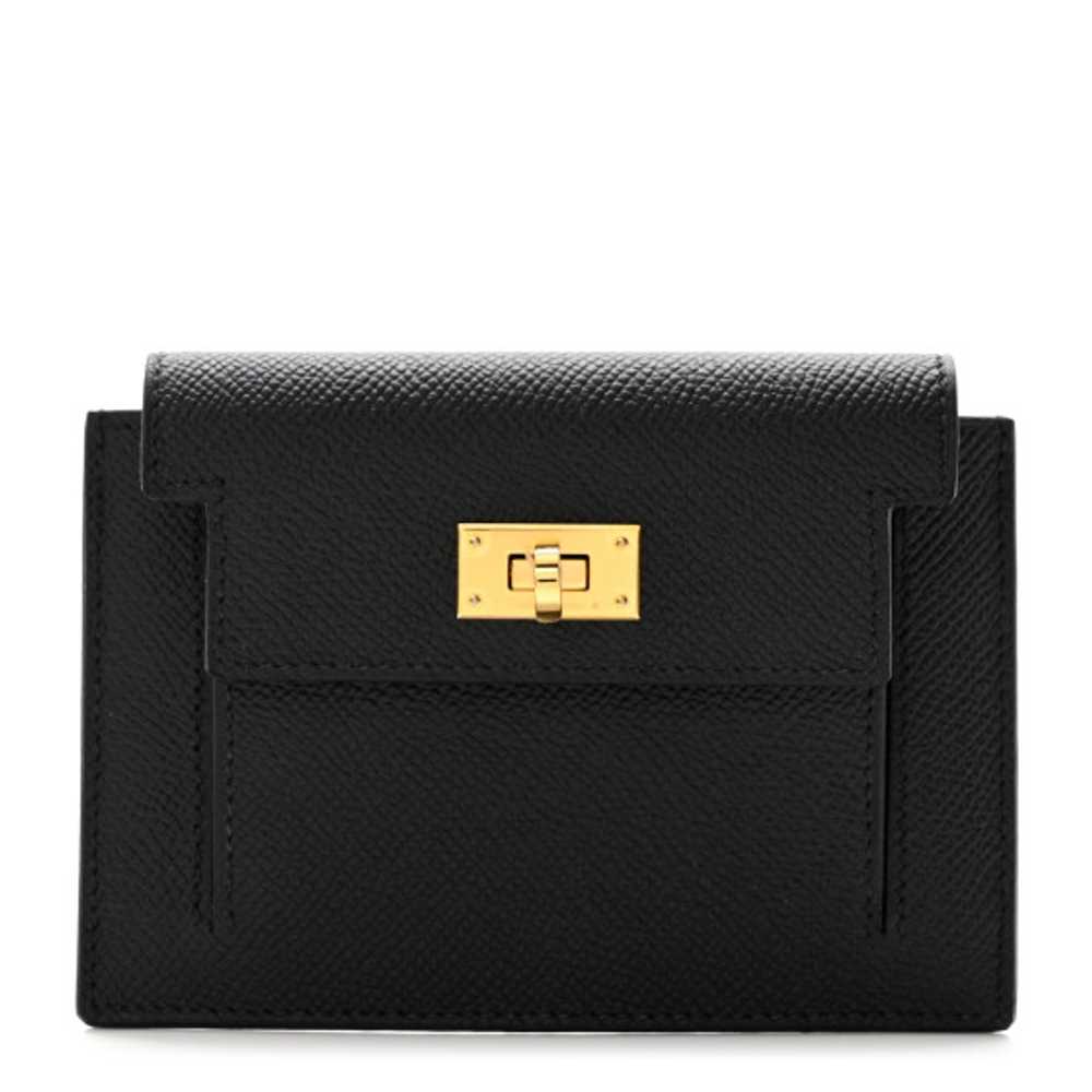 HERMES Epsom Kelly Pocket Compact Wallet Black - image 1