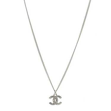 CHANEL Crystal Timeless CC Necklace Silver