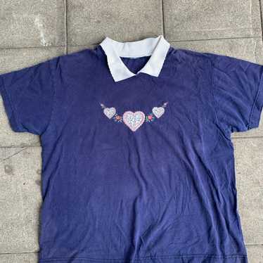 Women’s Vintage blue embroidered shirt - image 1