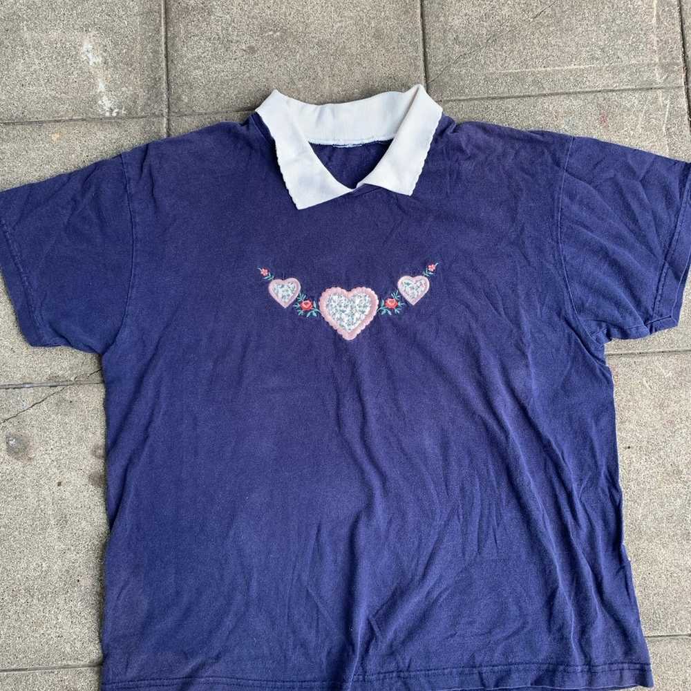 Women’s Vintage blue embroidered shirt - image 2