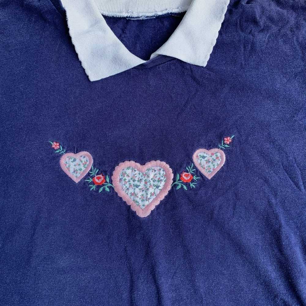 Women’s Vintage blue embroidered shirt - image 3