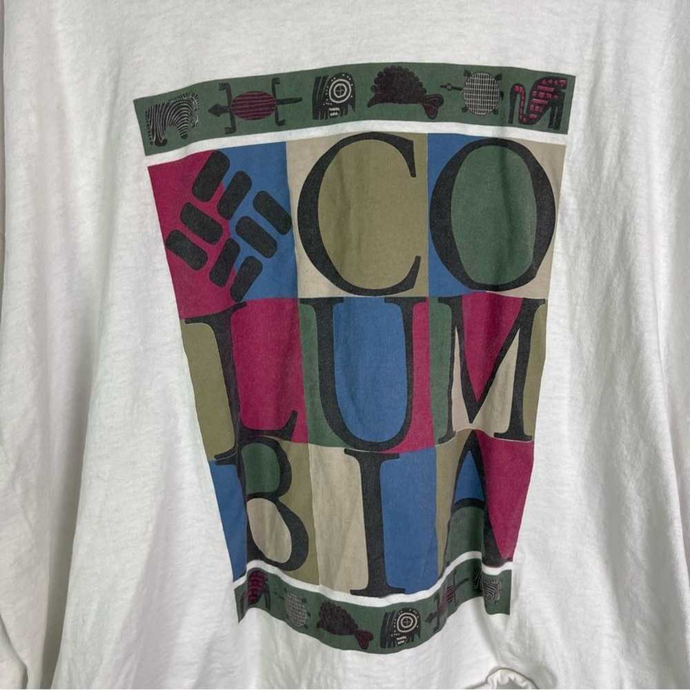 Vintage Columbia Single Stitch Cropped Graphic Te… - image 2