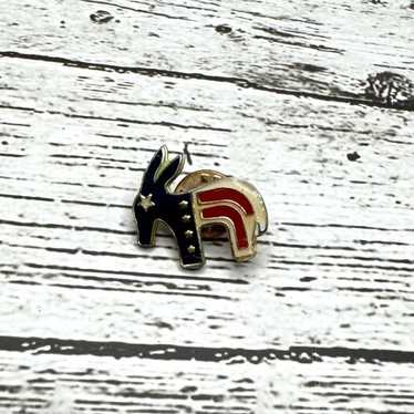 Vintage Donkey Red White & Blue Lapel Pin Brooch … - image 1