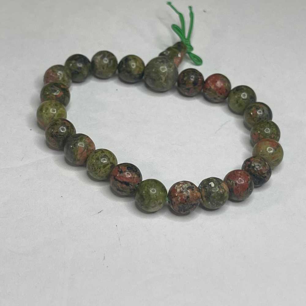 green and pinks stretch stone bracelet UNAKITE be… - image 5