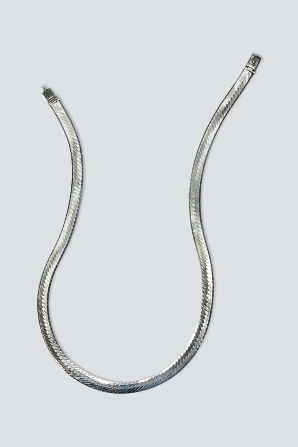 Vintage Wide Heavy Herringbone Chain - Sterling S… - image 2