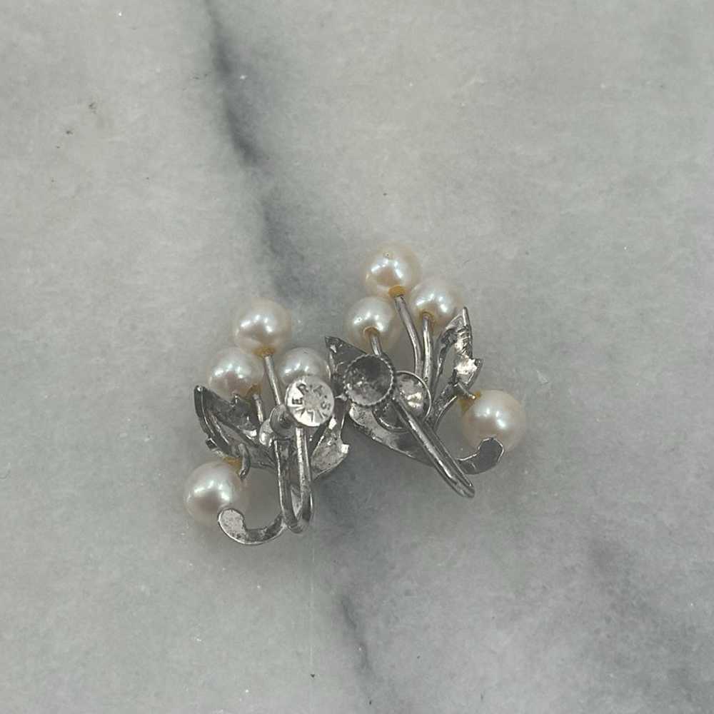 Vintage Sterling Silver pearl screw back earrings - image 3