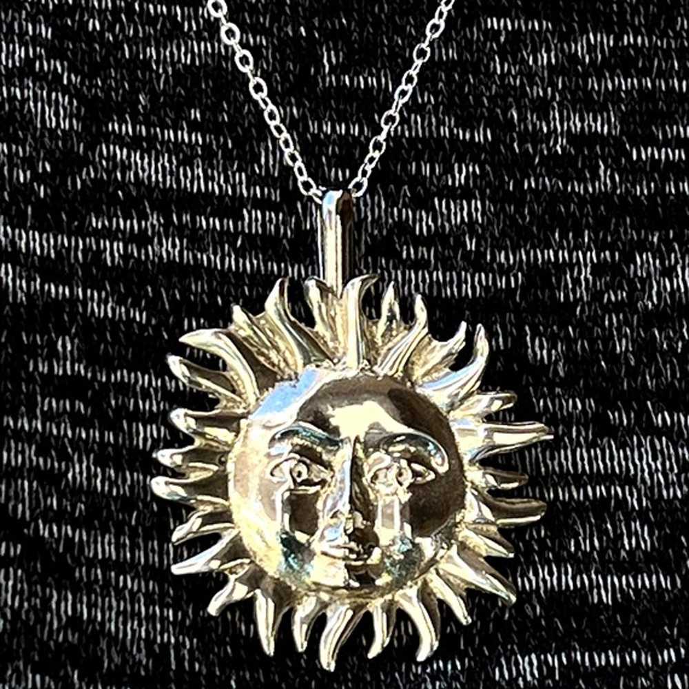 Vintage Sterling Silver Sun Necklace - image 11