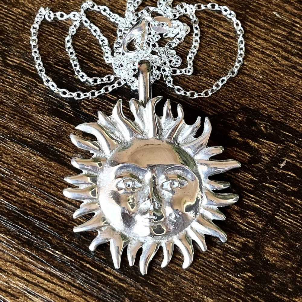 Vintage Sterling Silver Sun Necklace - image 1