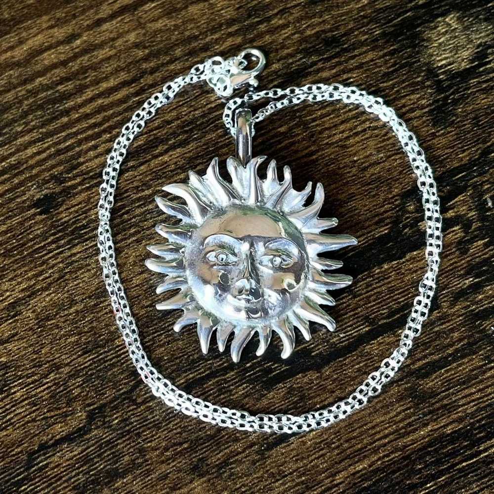 Vintage Sterling Silver Sun Necklace - image 4