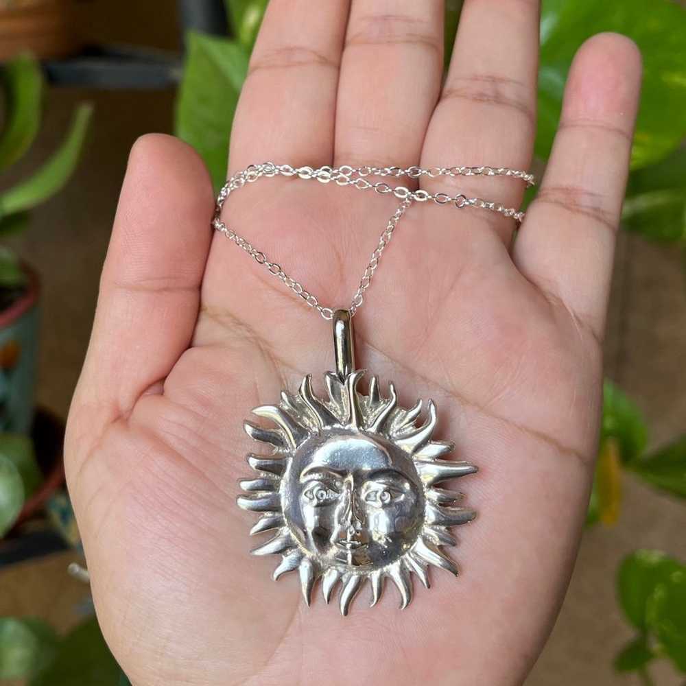 Vintage Sterling Silver Sun Necklace - image 5